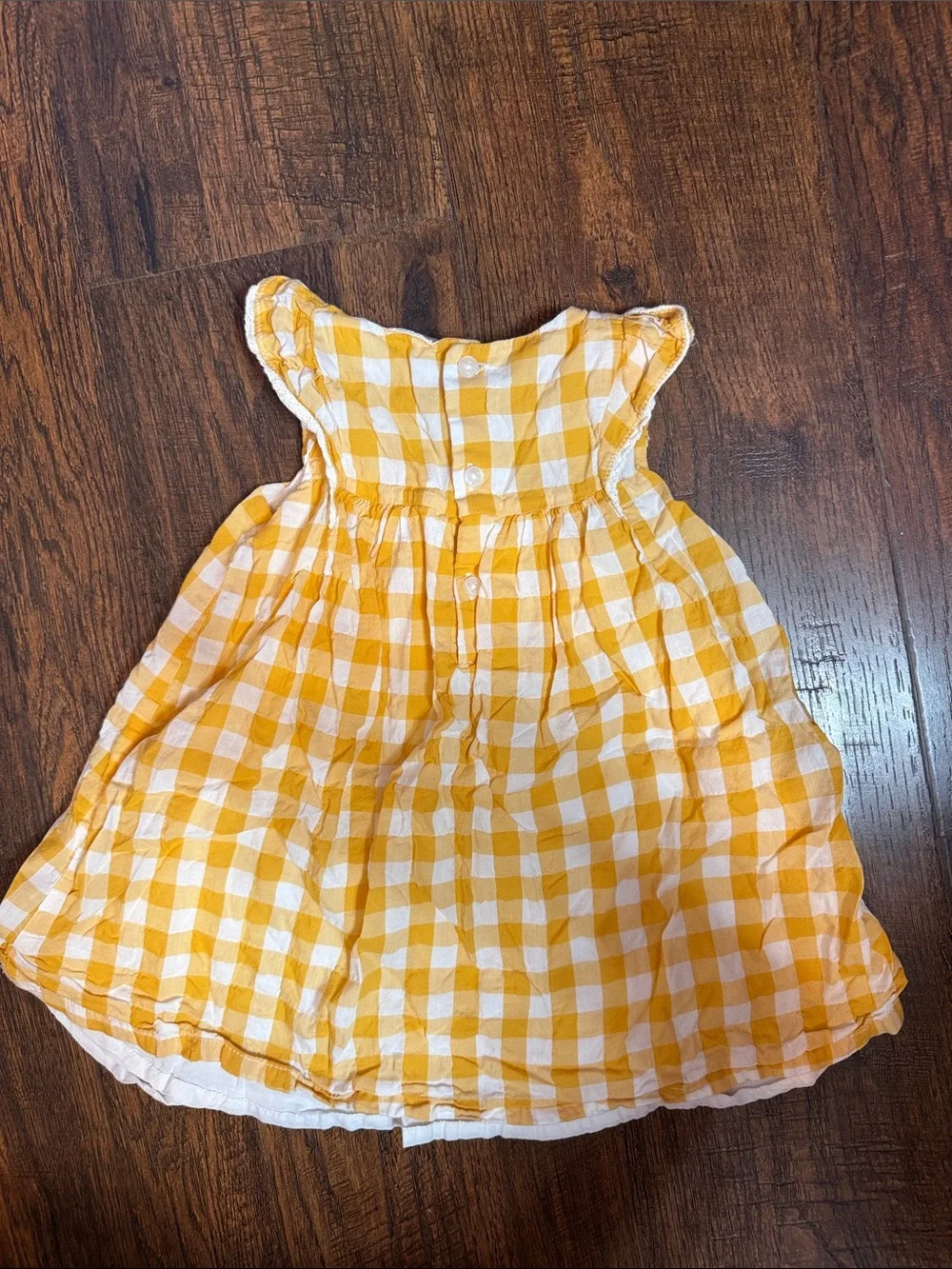 Yellow Gingham Smocked Kids Dress